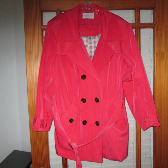 Relativity Double Breasted Raincoat Women's 2X Lined Coral Belt - Picture 1 of 9